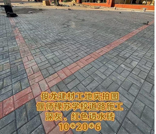 偃師豫蘇學(xué)校道路施工（深灰,、紅色透水磚 10*20*6）